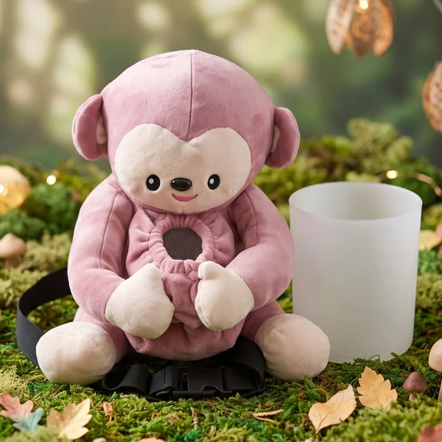 Car Trash Can and Tissue Box Holder Cute Plush Monkey Dustbin Organizer (1 Pc)