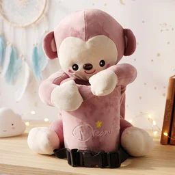 Car Trash Can and Tissue Box Holder Cute Plush Monkey Dustbin Organizer (1 Pc)