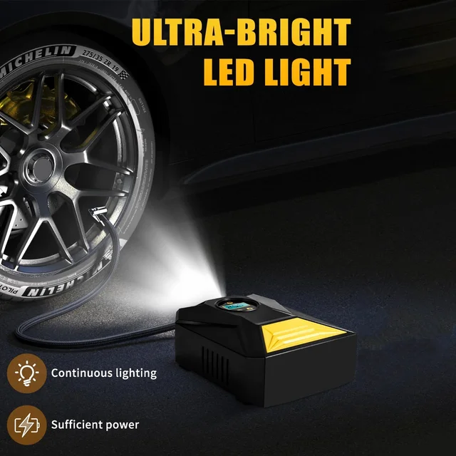 Car Tyre Air Compressor – Mini Digital Portable Pump with LCD