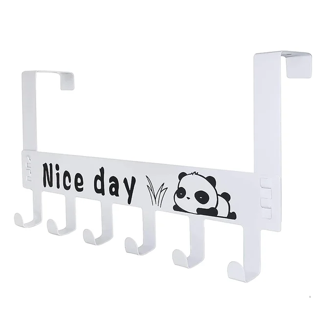 Carbon Steel Over Door Hook Rack – Heavy-Duty 6-Hook, White