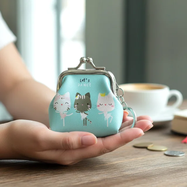 Cartoon Cat Mini Coin Purse Keychain – Portable & Stylish