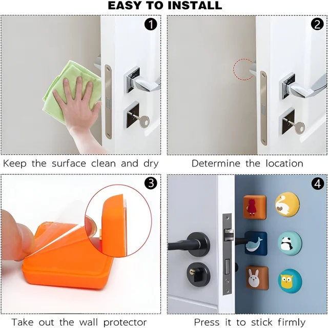 Cartoon & Fruit Wall Door Stopper – Soft Cushioned Bumper
