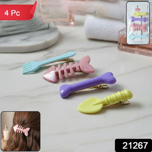 Cartoon Hair Clips – Playful & Secure 4-Pc Hair Accessories