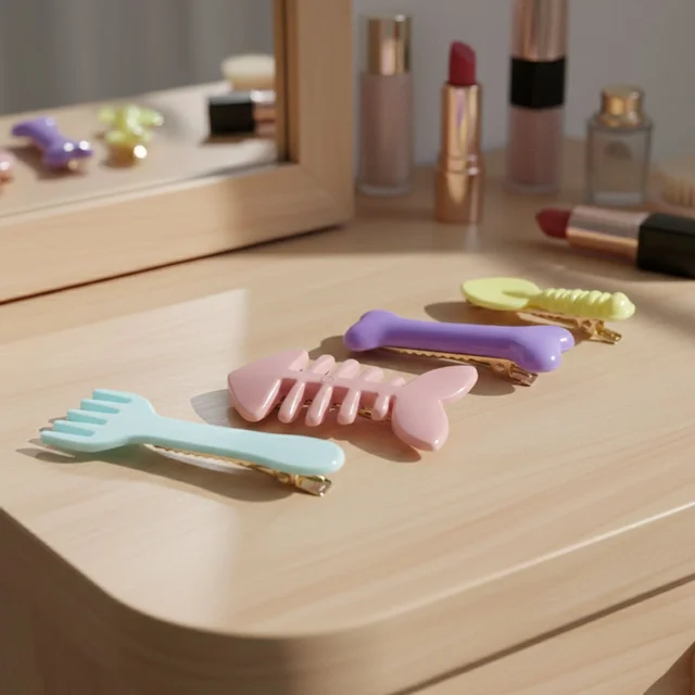 Cartoon Hair Clips – Playful & Secure 4-Pc Hair Accessories
