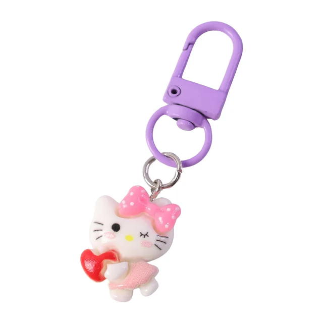 Cartoon Keychain with Heart and Bow – Cute Bag Charm for Girls