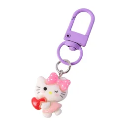 Cartoon Keychain with Heart and Bow – Cute Bag Charm for Girls