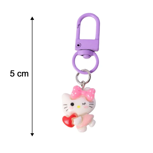 Cartoon Keychain with Heart and Bow – Cute Bag Charm for Girls