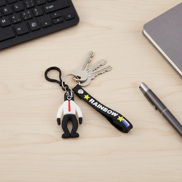 Cartoon Man Keychain – Lightweight with Rainbow Strap