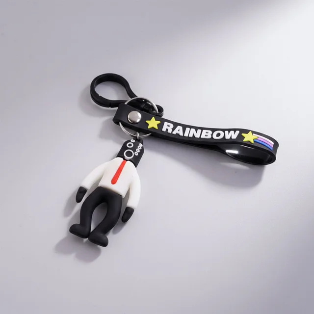Cartoon Man Keychain – Lightweight with Rainbow Strap