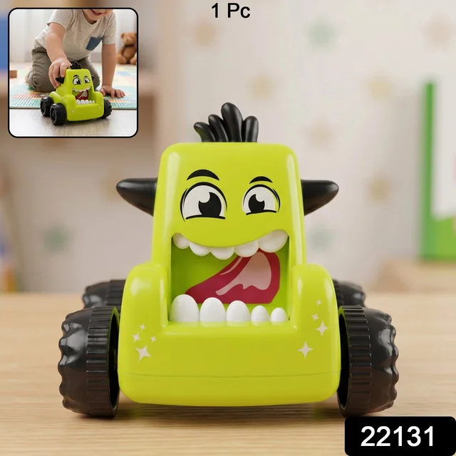 Cartoon Monster Push Back Car Toy – Friction Powered Kids Racer