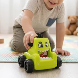 Cartoon Monster Push Back Car Toy – Friction Powered Kids Racer