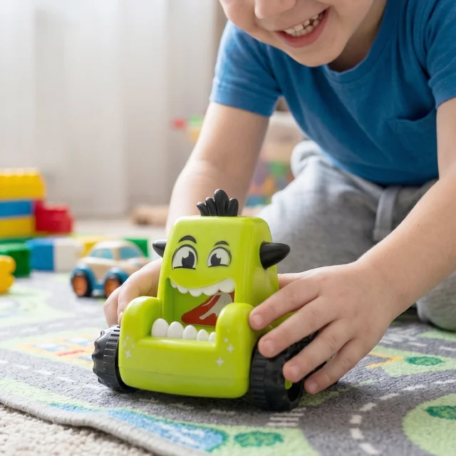Cartoon Monster Push Back Car Toy – Friction Powered Kids Racer