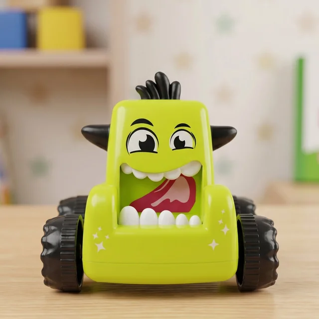 Cartoon Monster Push Back Car Toy – Friction Powered Kids Racer