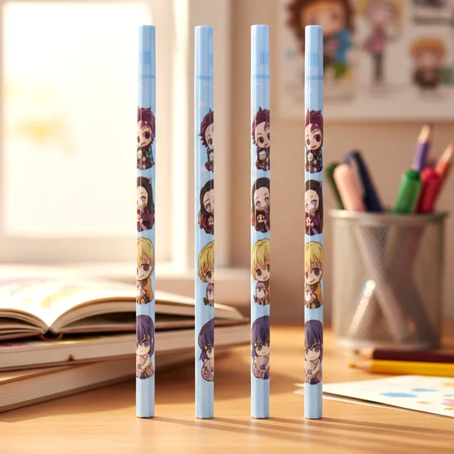 Cartoon Printed Pencil Set – 4 Cute School Writing Pencils
