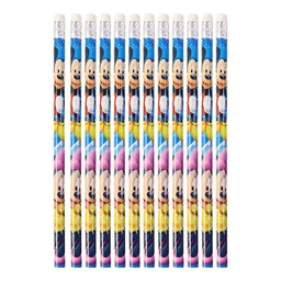 Cartoon-Printed Graphite Pencils – 12 Pc Kids Set with Eraser