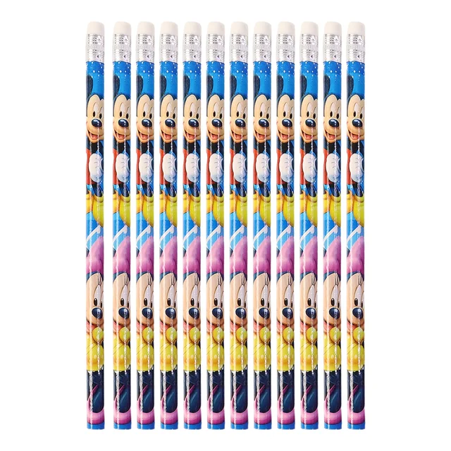 Cartoon-Printed Graphite Pencils – 12 Pc Kids Set with Eraser