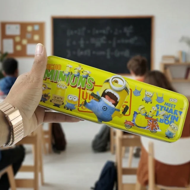 Cartoon-themed Metal Pencil Box – Cute & Durable School Storage