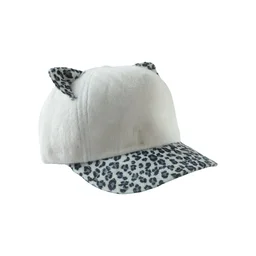 Cat Ear Fur Cap – Trendy Winter Headwear with Printed Visor