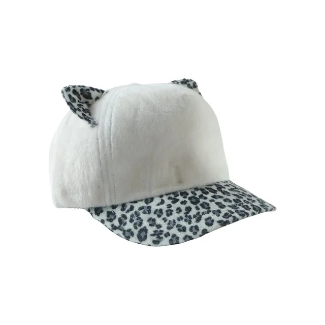 Cat Ear Fur Cap – Trendy Winter Headwear with Printed Visor