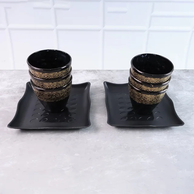 Ceramic Bowl and Cup Set – 8 Pc Dining Collection | Indo Glow