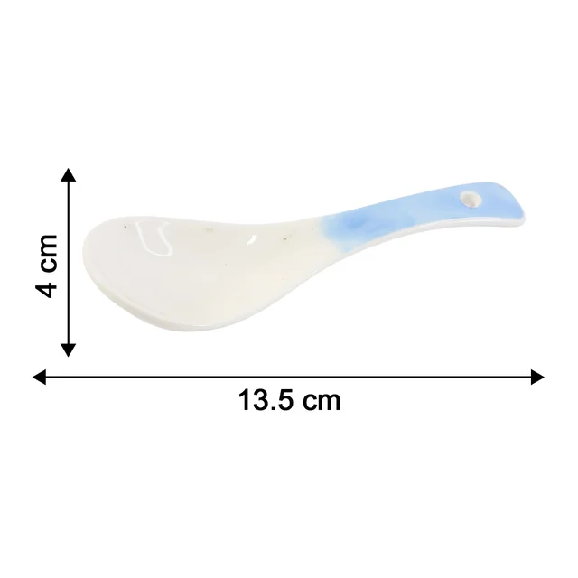 Ceramic Serving Spoon – Heat-Resistant 14 cm Ladle for Soups & Curries