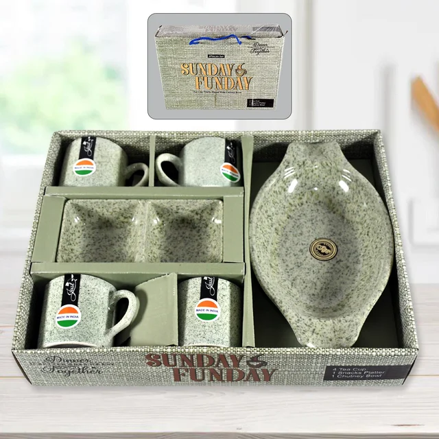 Ceramic Snack & Tea Set – 6-Piece Serving | Serve Stellar