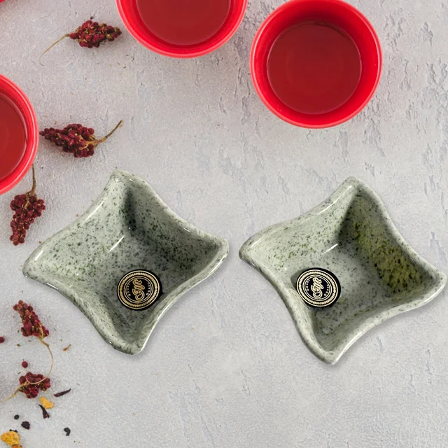 Ceramic Tea Cup Set – 4 Pcs with Snack Bowls | NG