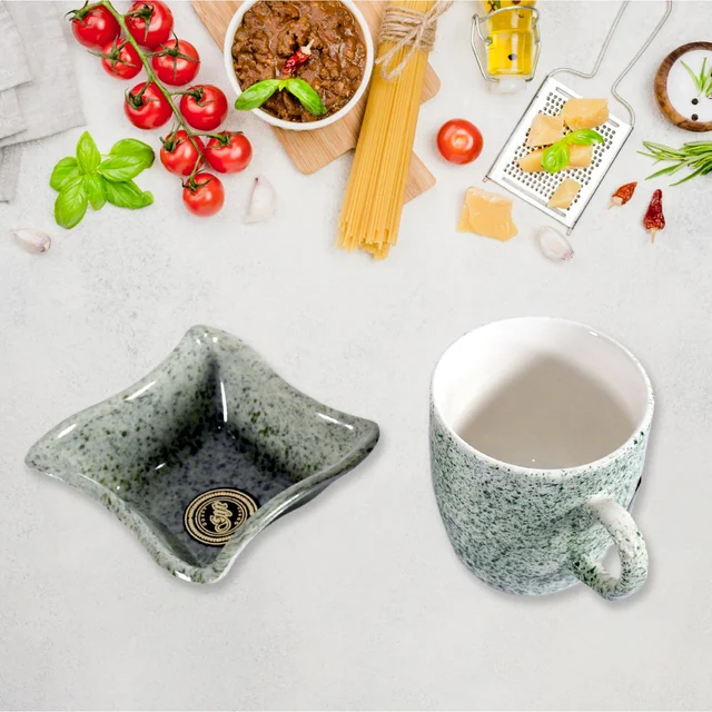 Ceramic Tea Cup Set – 4 Pcs with Snack Bowls | NG