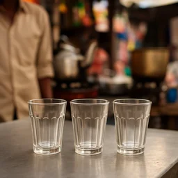 Chai Pyali Glass Set – 6 Pcs Transparent Unbreakable 130ml