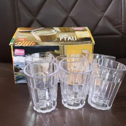 Chai Pyali Glass Set – 6 Pcs Transparent Unbreakable 130ml