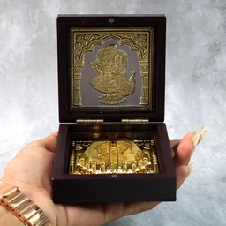 Charan Paduka Gold Finish in Wooden Box – Elegant Pooja Gift
