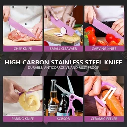 Chef Knife Set – 6 Pcs Stainless Steel Ceramic Coated | Quickslice
