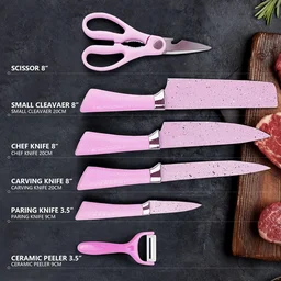 Chef Knife Set – 6 Pcs Stainless Steel Ceramic Coated | Quickslice
