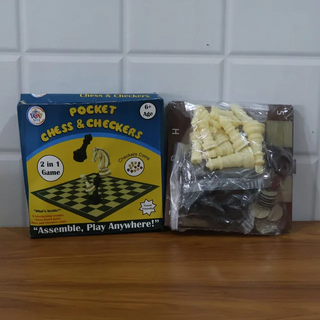 Chess & Checkers Travel Game Set – Portable Foldable Board