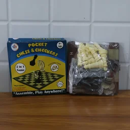 Chess & Checkers Travel Game Set – Portable Foldable Board