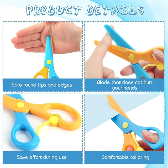 Child-Safe Plastic Safety Scissors – Rounded Tips for Kids' Crafts