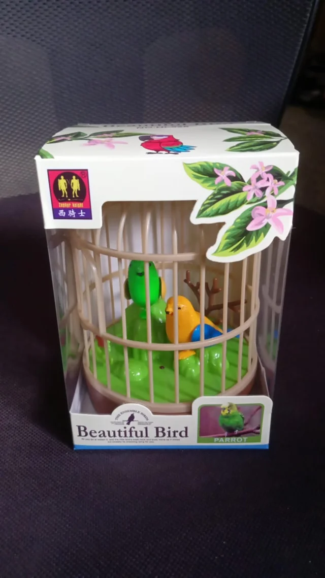 Chirping Bird Toy – Sound-Activated Hanging Cage with LED & Music | Spark Tots
