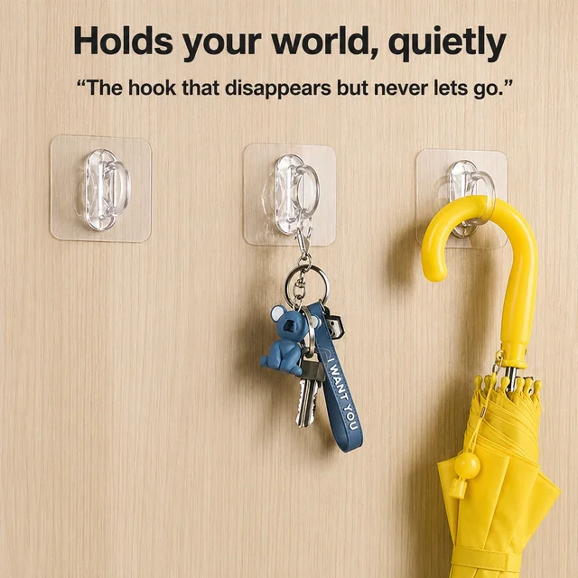 Clear Adhesive Wall Hook – Hassle-Free No-Drill Organization