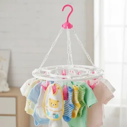 Cloth Drying Hanger – Round with 24 Clips, Space-Saving | Indo Glow