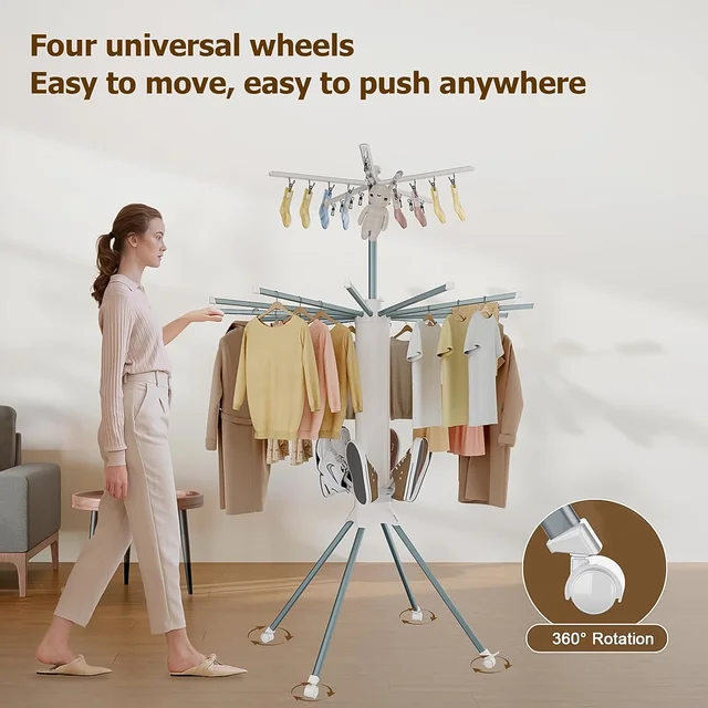 Clothes Drying Rack – Multi-Layer Foldable Design with Wheels, OCTOPUS RACK