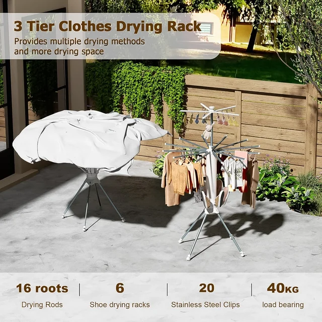 Clothes Drying Rack – Multi-Layer Foldable Design with Wheels, OCTOPUS RACK