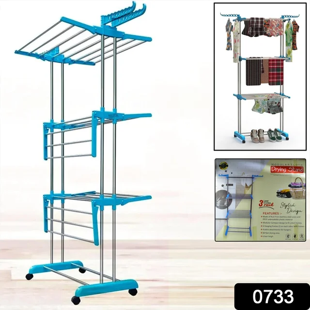 Clothes Drying Stand – Stainless Steel Foldable with Wheels | Storenzo