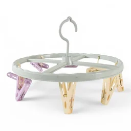 Clothespin Rack Laundry Drying Rack with 8 Clips – Compact & Windproof