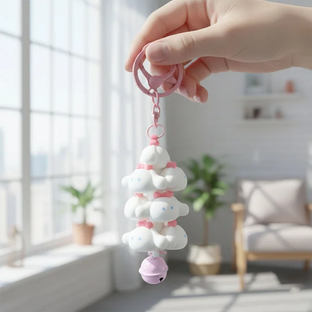 Cloud Keychain with Bell Colorful Cartoon Design