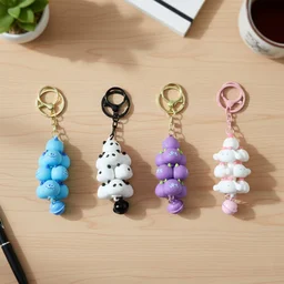 Cloud Keychain with Bell Colorful Cartoon Design