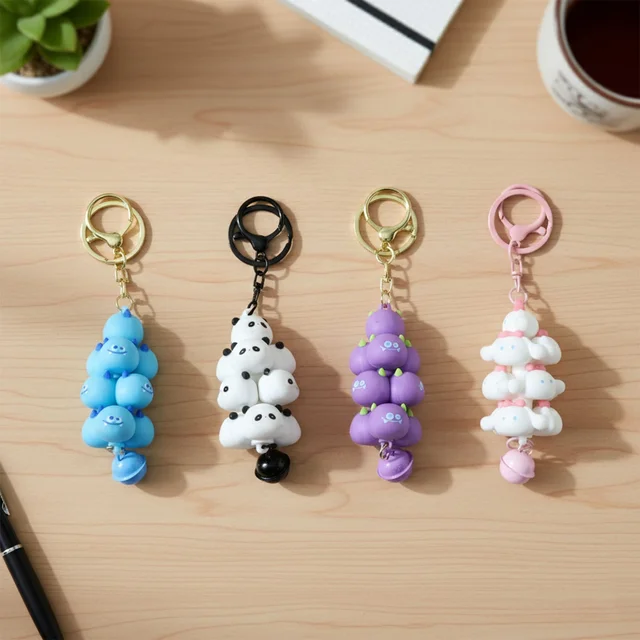 Cloud Keychain with Bell Colorful Cartoon Design