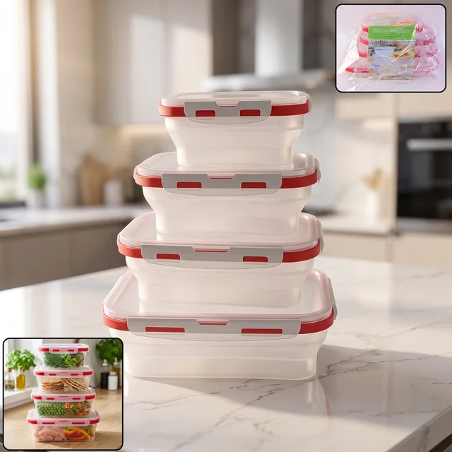 Collapsible Food Storage Container Set – Space-Saving & Airtight