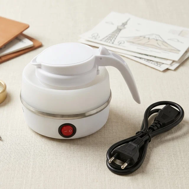 Collapsible Travel Electric Kettle 600ml Foldable Silicone Water Boiler (1 Pc)