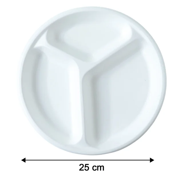 Compostable 10 Inch 3-Compartment Bagasse Plate – Leak-Resistant & Eco-Friendly