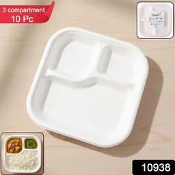 Compostable Bagasse 3-Compartment Meal Plate – Eco-Friendly & Sturdy